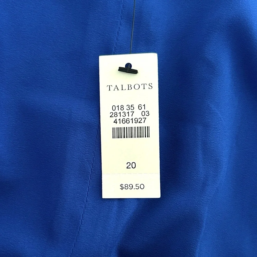 Talbots Women Size 20 Blue Gold Zipper Closure Straight Pencil Cotton Skirt NWT